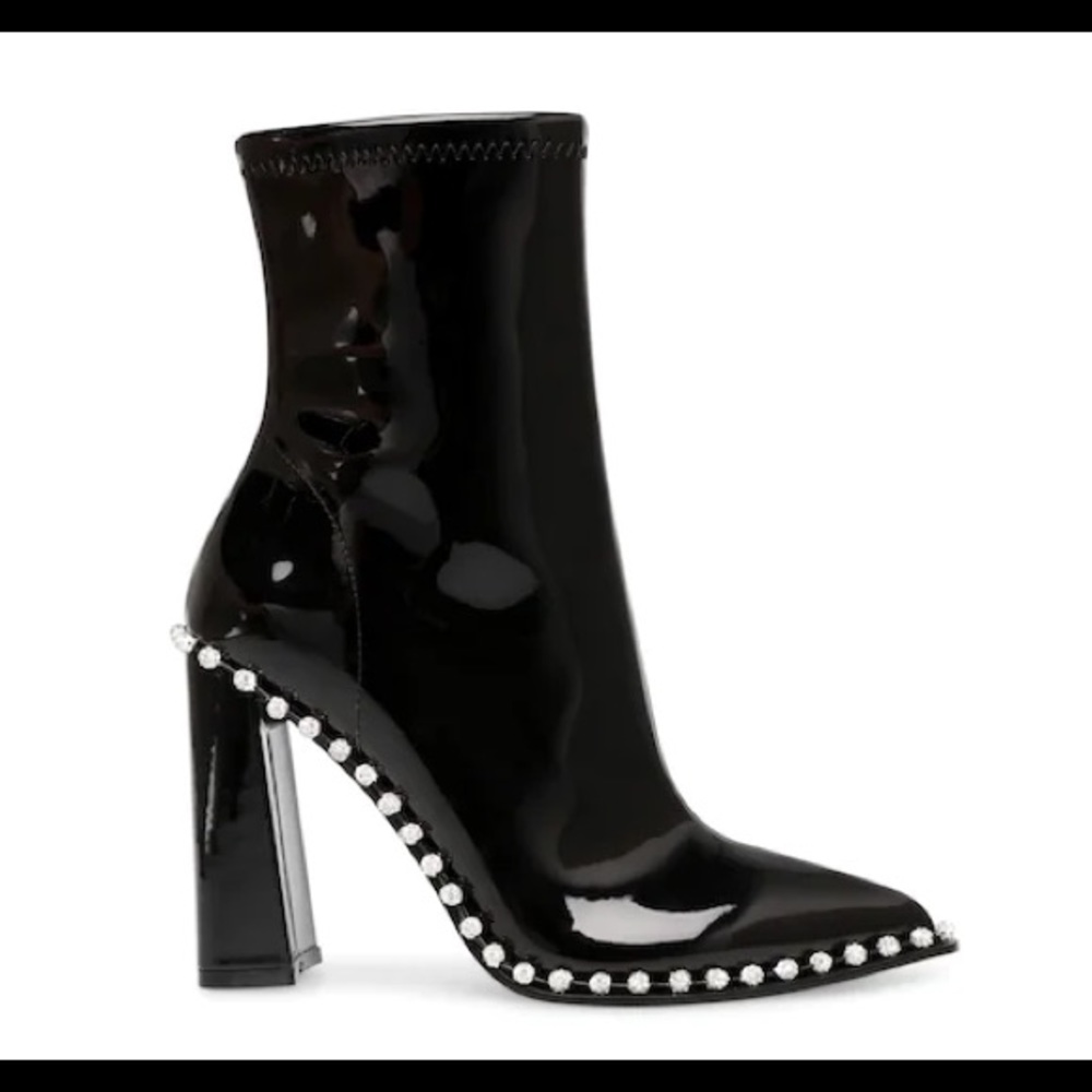 Steve Madden Edita Rhinestone Patent Heel Boots